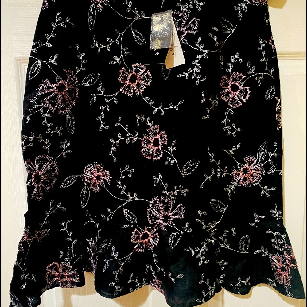 Grace Essentials Embroidered Black skirt.